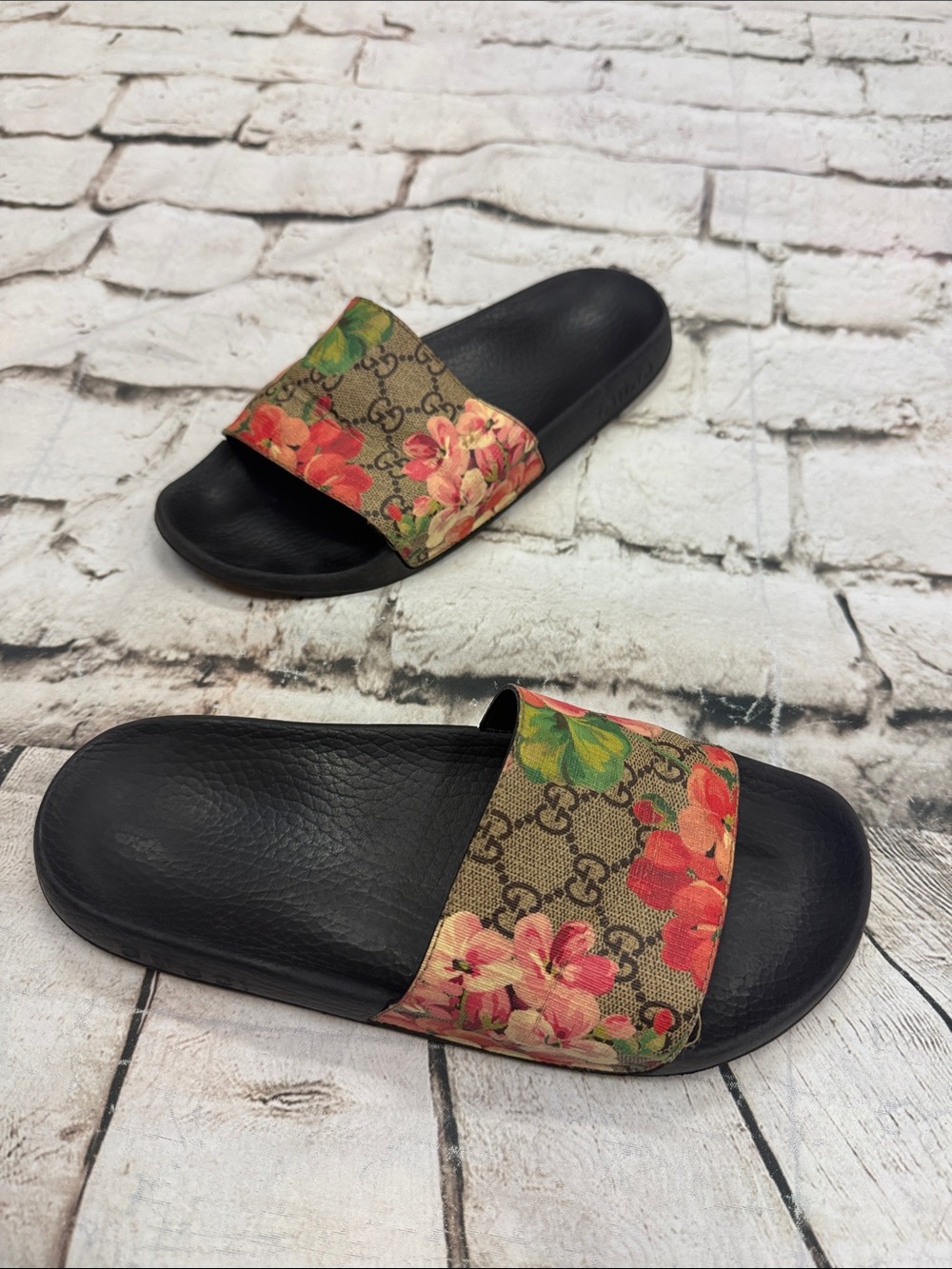 Gucci GG Blooms Supreme Slides Sandals Size 39 Women’s Shoes US 9 - Picture 15 of 16